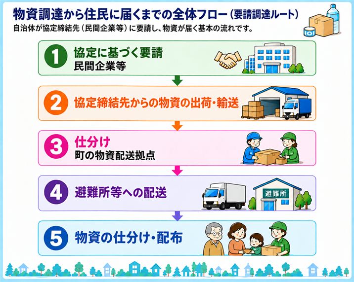 物資が住民に届くまでのの流れ