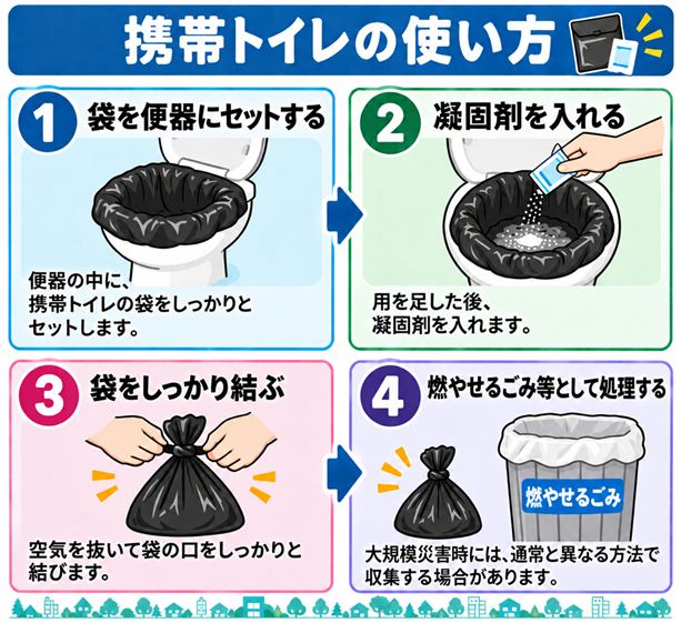携帯トイレの使い方