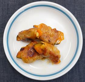 かぼちゃの肉巻きオレンジ煮写真